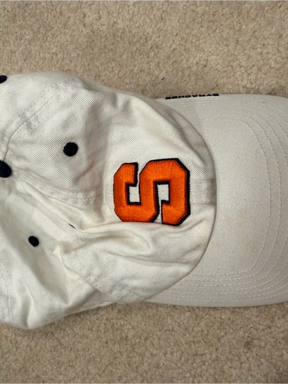 ‘47 Brans White Baseball Cap with Orange Embroidered 'S' Accent